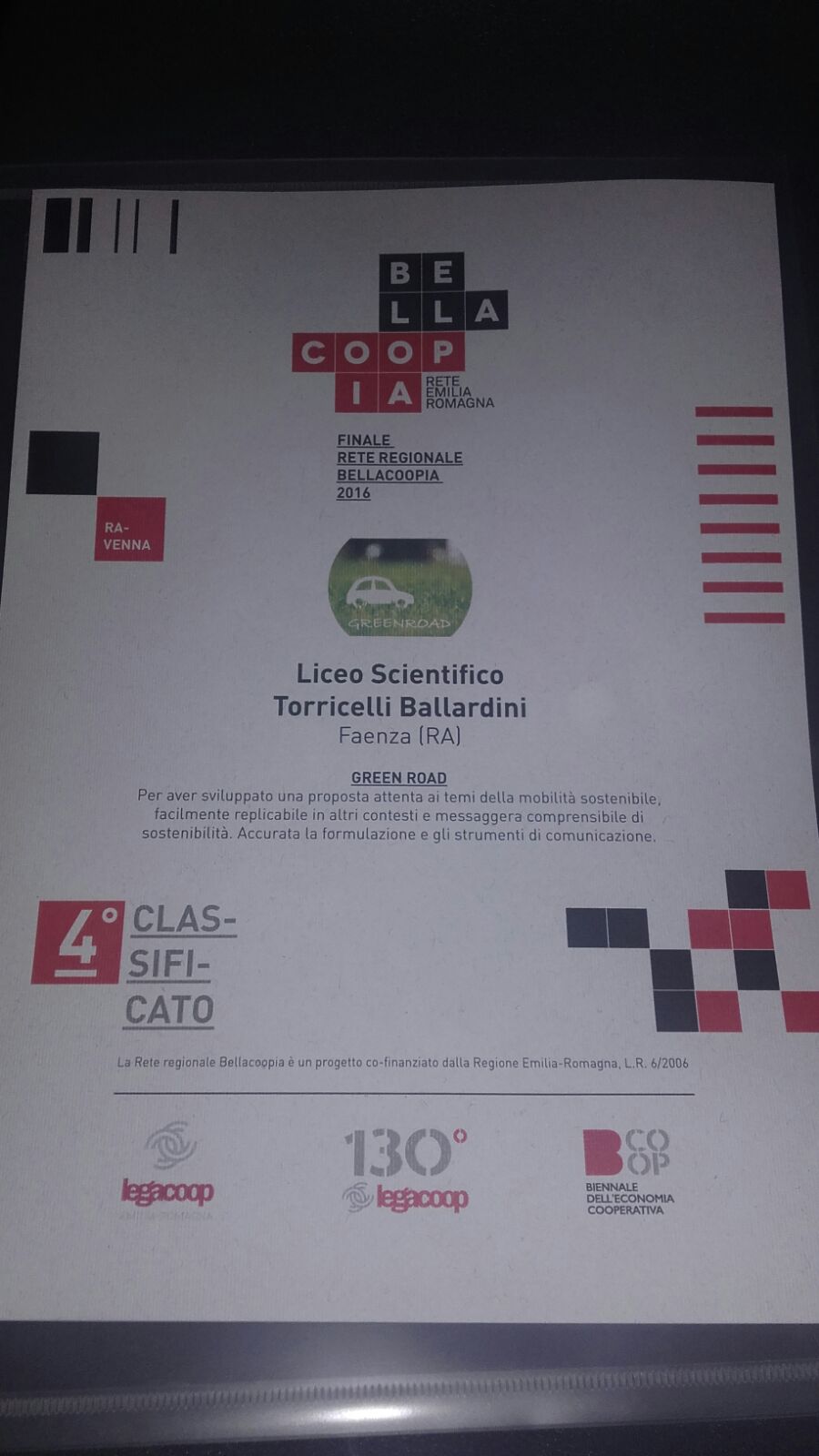 La 5^BS del Liceo Torricelli-Ballardini premiata al Concorso BellaCoopia