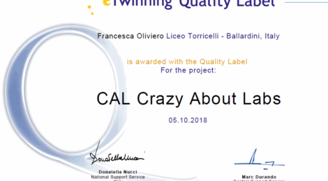 Un altro Certificato di Qualità Nazionale Etwinning al Liceo Torricelli Ballardini